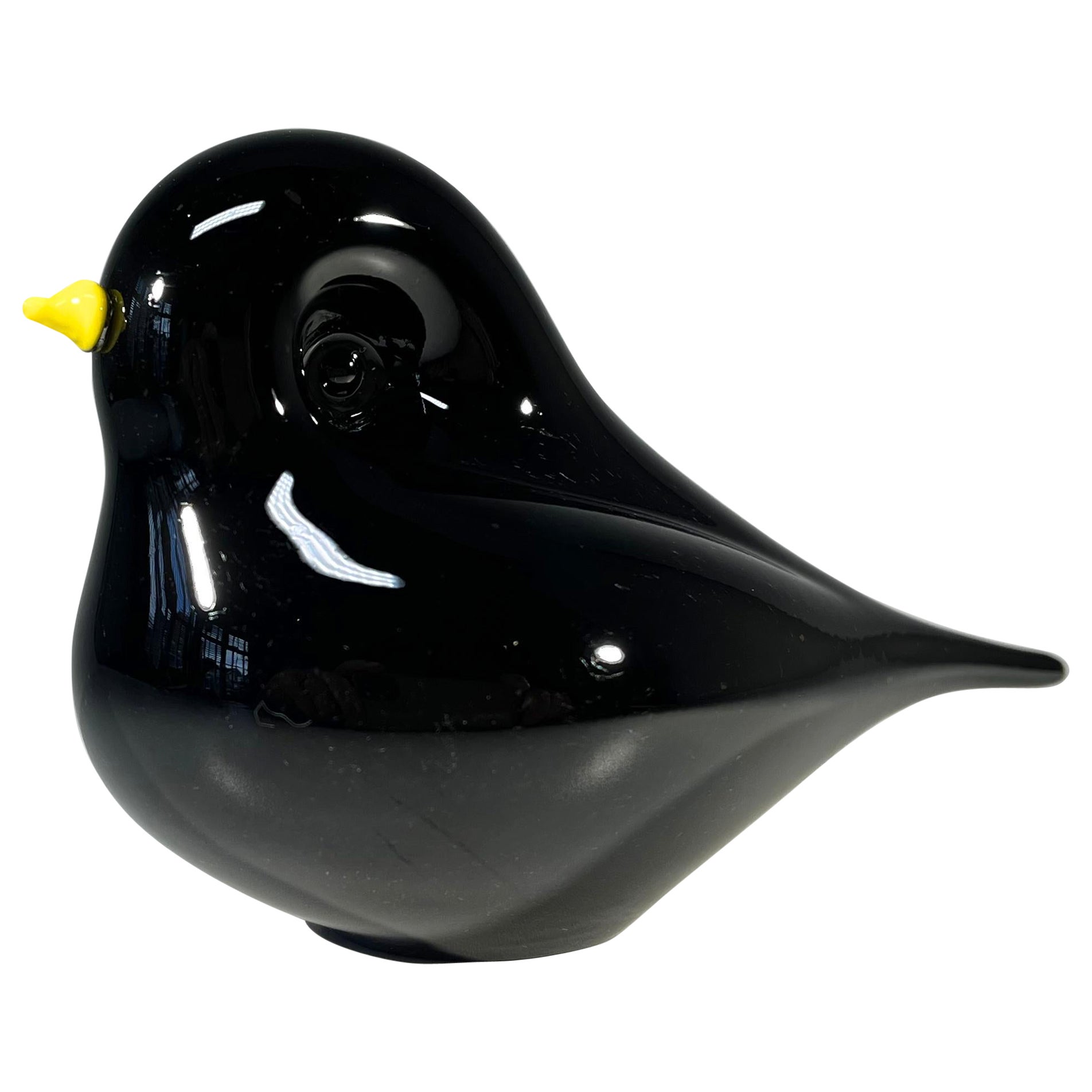 Delightful Hand Blown Glass Black Songbird Mike Hunter, Twists Studio, Scotland For Sale