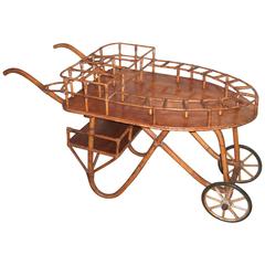 Vintage Fantastic French Riviera Style Rattan Refreshmant Cart