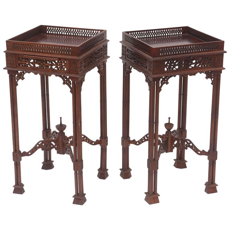 Pair of Chippendale Gothic-Revival Style Stands, Pedestals or Side Tables  at 1stDibs | gothic side table, gothic end tables, gothic side tables