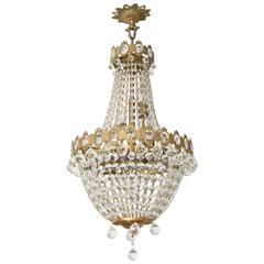 Hollywood Regency, Louis XVI Style Chandelier in Antique Brass and Crystals 8