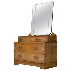 British Vintage Art Deco Limed Oak Dressing Table from Maple and Co, 1930s