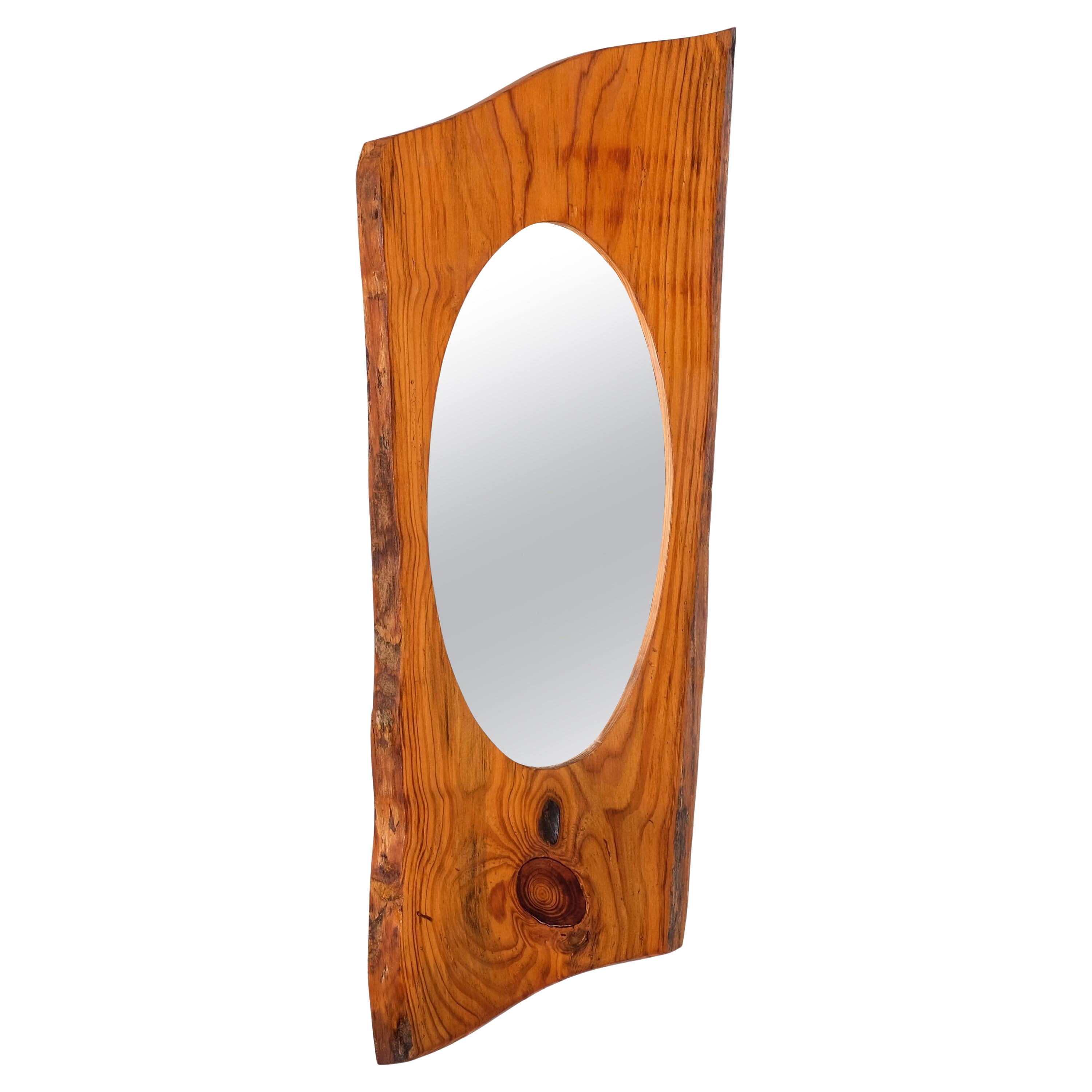 Pine wall mirror, Sweden, 1960s For Sale