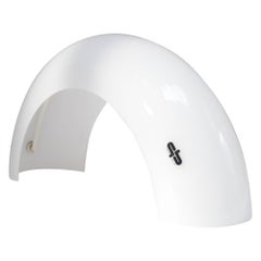 Lampada da tavolo ad arco in vetro lattimo italiano modernista di Linea GB Milano
