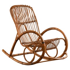 Rattan rocking chair, Italy 1980