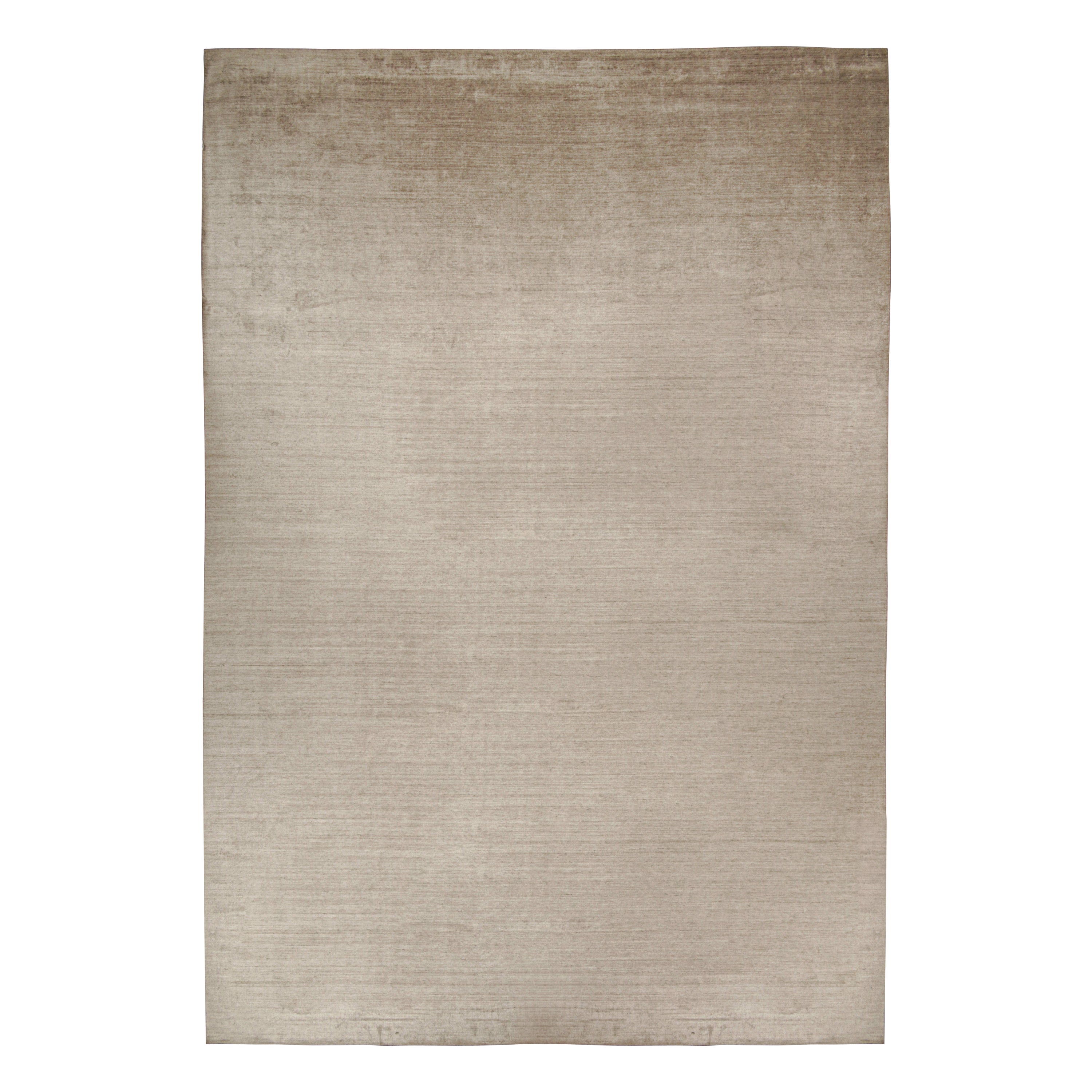 Rug & Kilim’s Contemporary Palace-Sized Solid Rug in Beige and Gray Tones