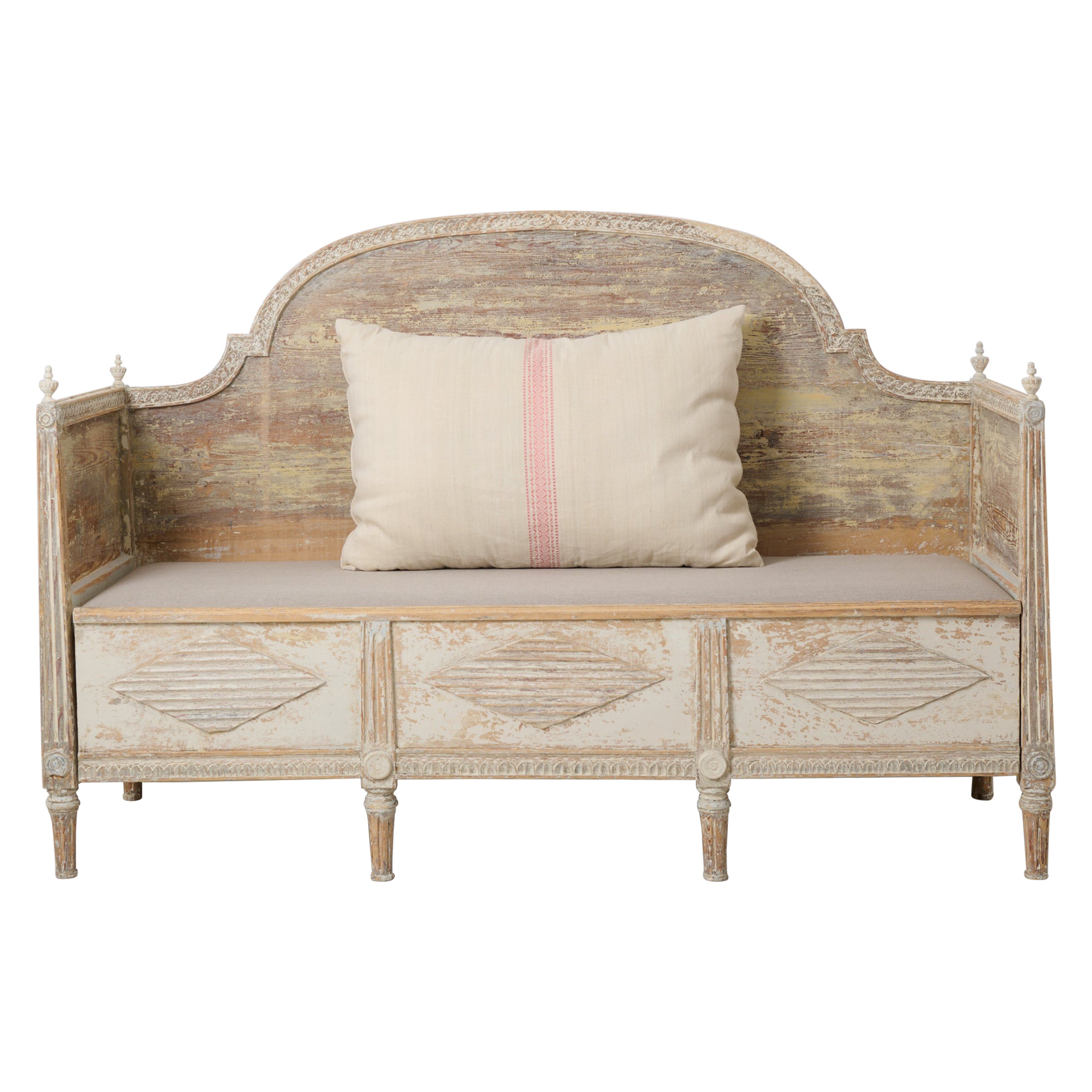 Antique Genuine Swedish Gustavian Style Country House Bench or Sofa For Sale