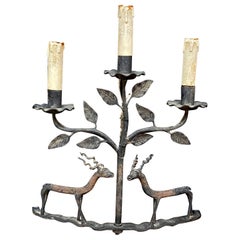 Popular Art, table lamp or wall lamp in wrought iron circa 1950