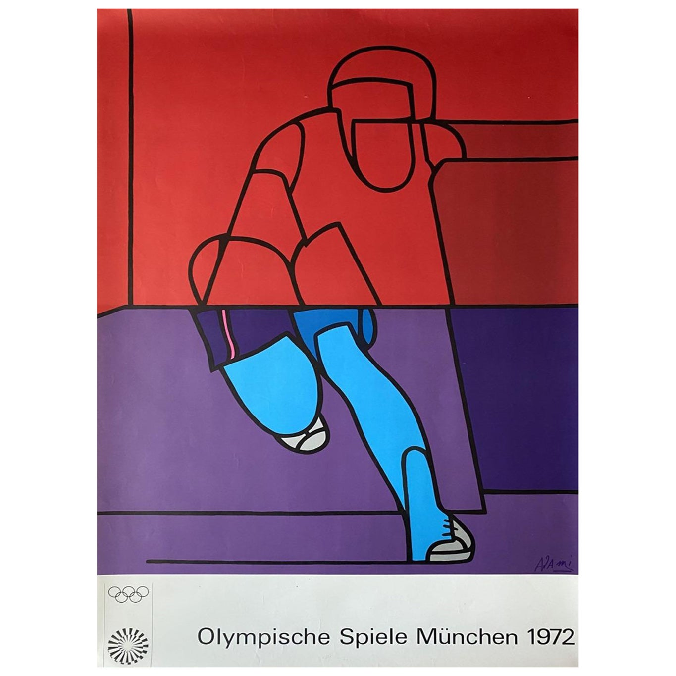 Affiche vintage d'origine des Jeux olympiques de Munich de 1972, Valerio Adami