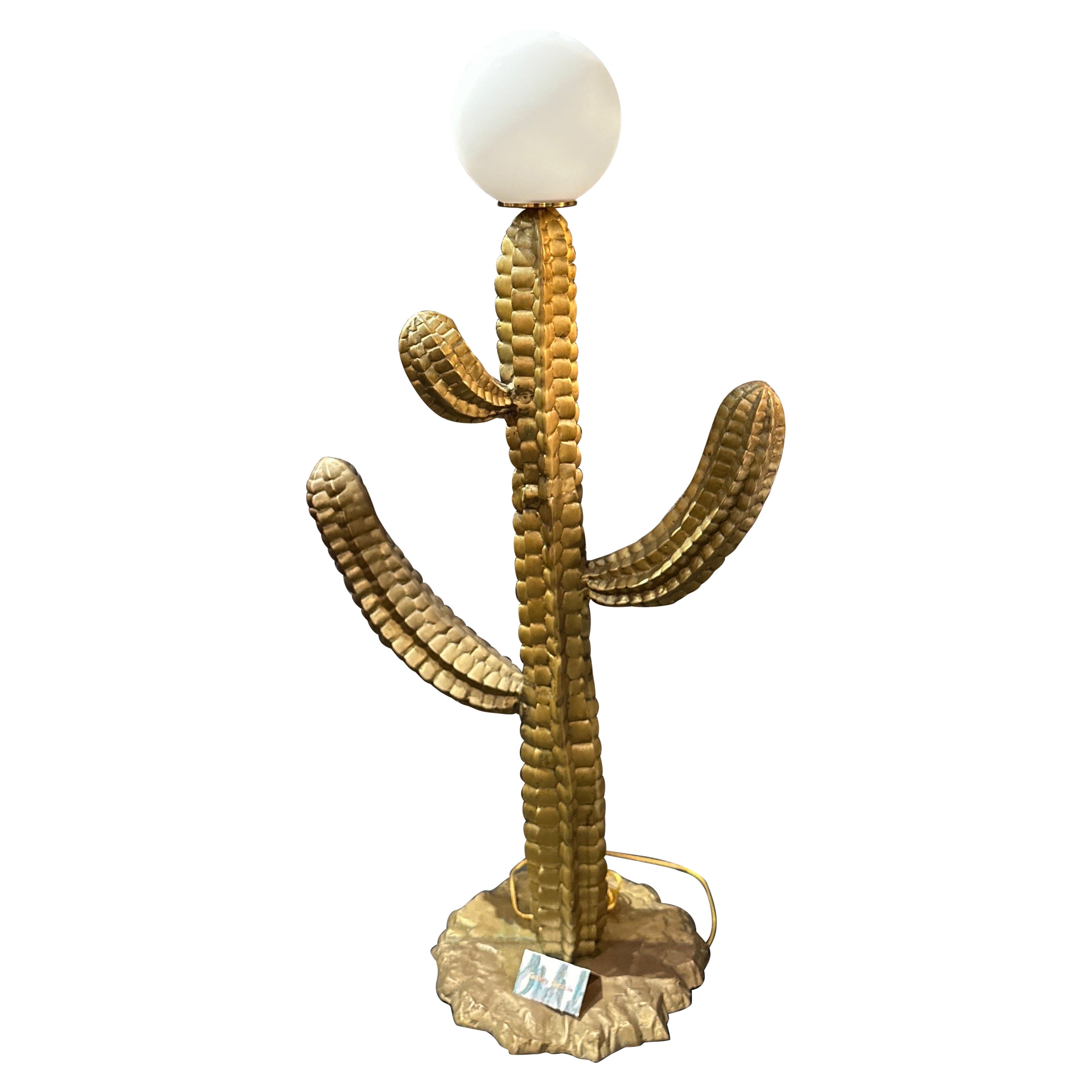 Kaktus-Stehlampe aus Messing im Angebot