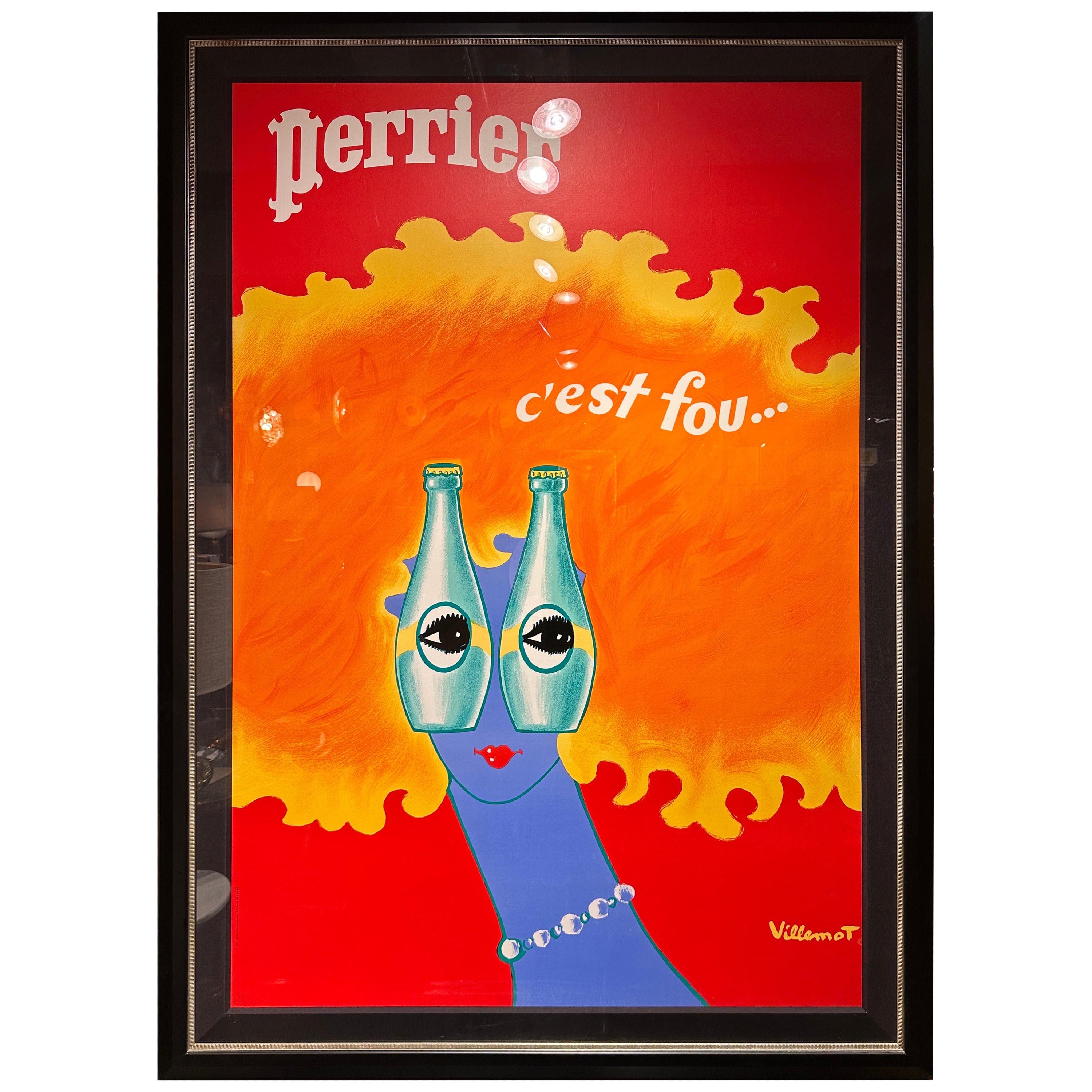 Rare “Perrier” Poster by Bernard Villemot For Sale