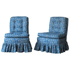 Antique Pair of Blue Slipper Chairs