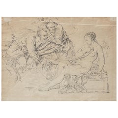 18th Century Old Master Drawing "Suzanne and the Elders"