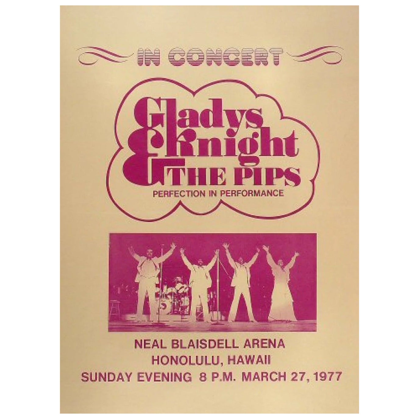 1977 Gladys Knight & The Pips - Hawaii Original Vintage Poster For Sale