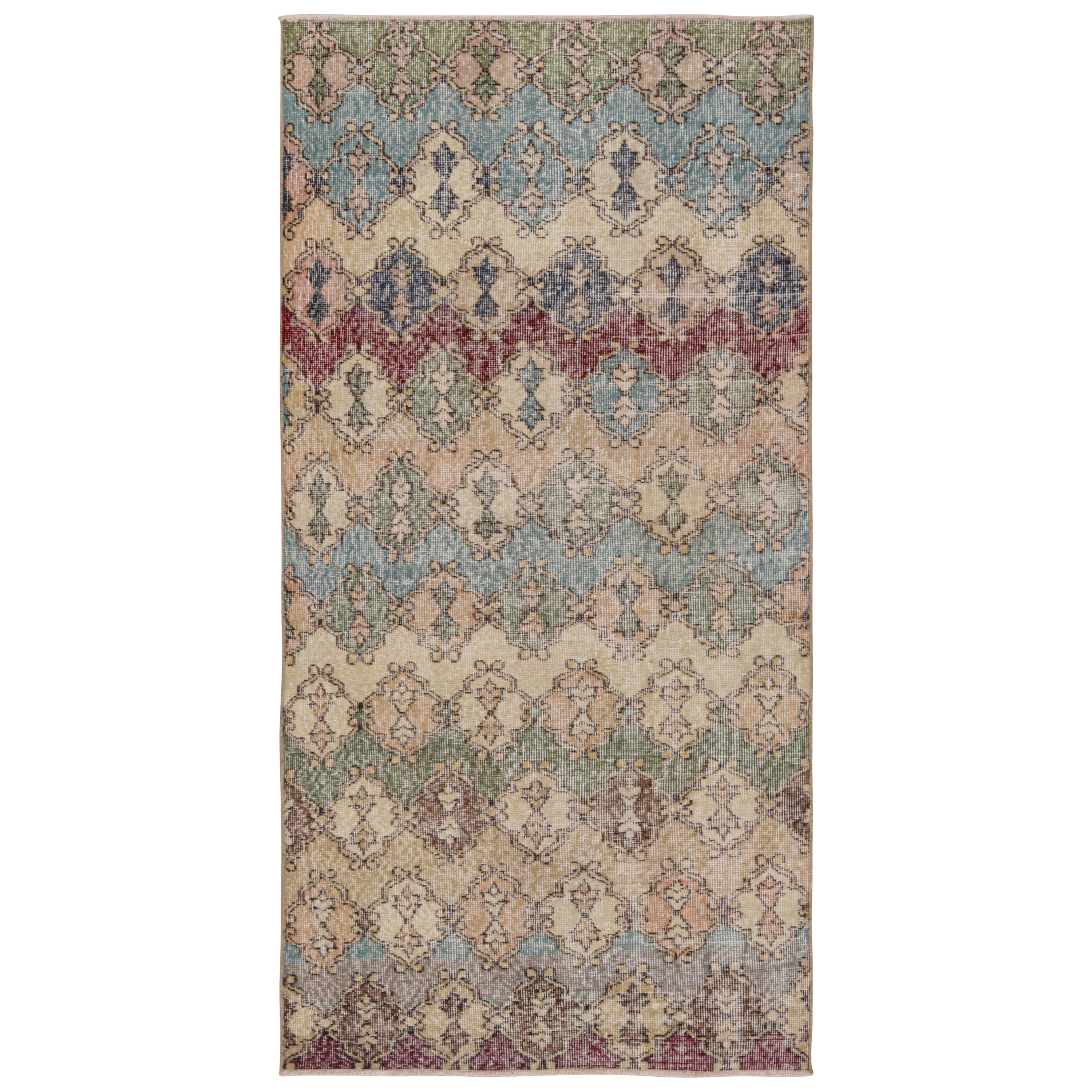 Vintage Zeki Müren Läufer Teppich mit geometrischen Mustern, von Rug & Kilim im Angebot