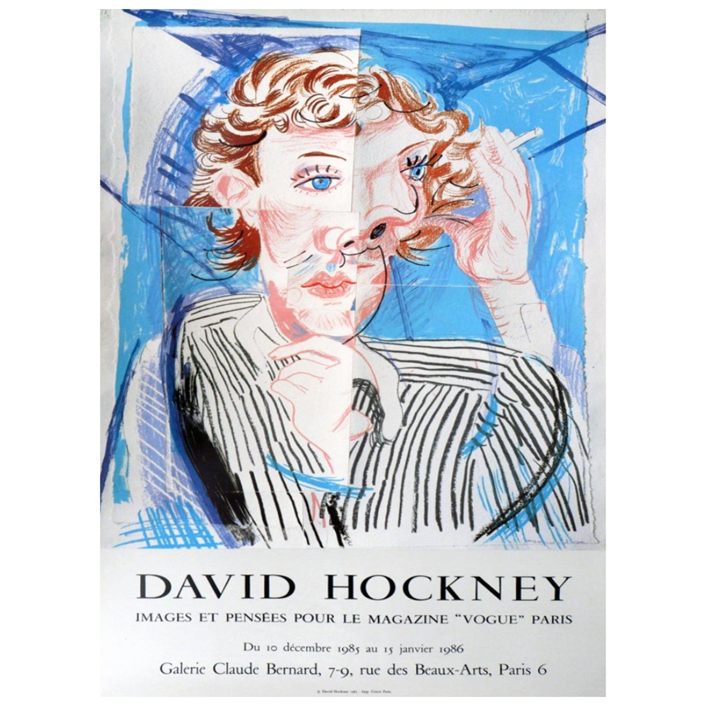 1985 David Hockney - Galerie Claude Bernard Original Vintage Poster For Sale