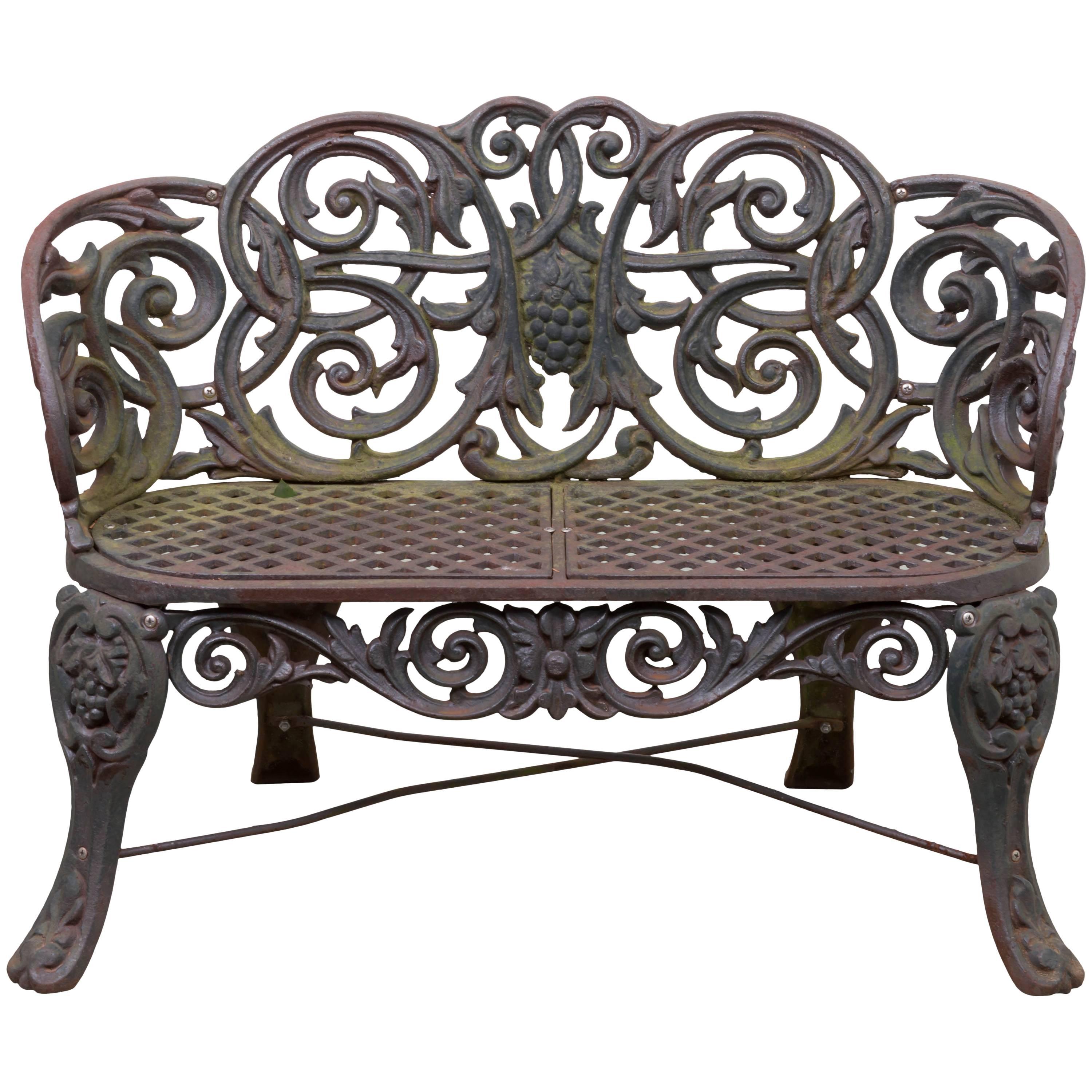 20th Century American Cast Iron "Scroll Settee" For Sale