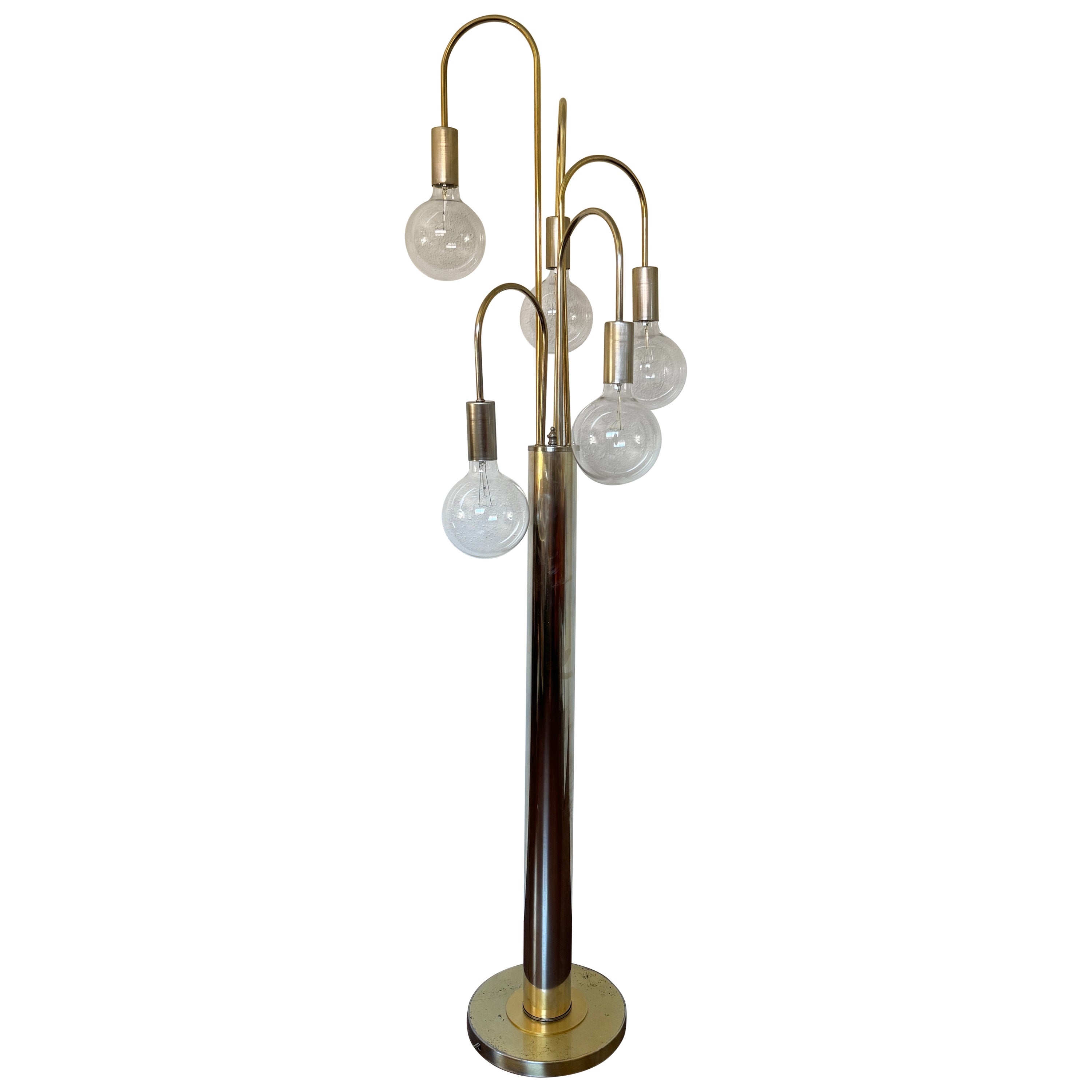 Rare, tall floor lamp in the style of Robert Sonneman, circa 1970s For Sale