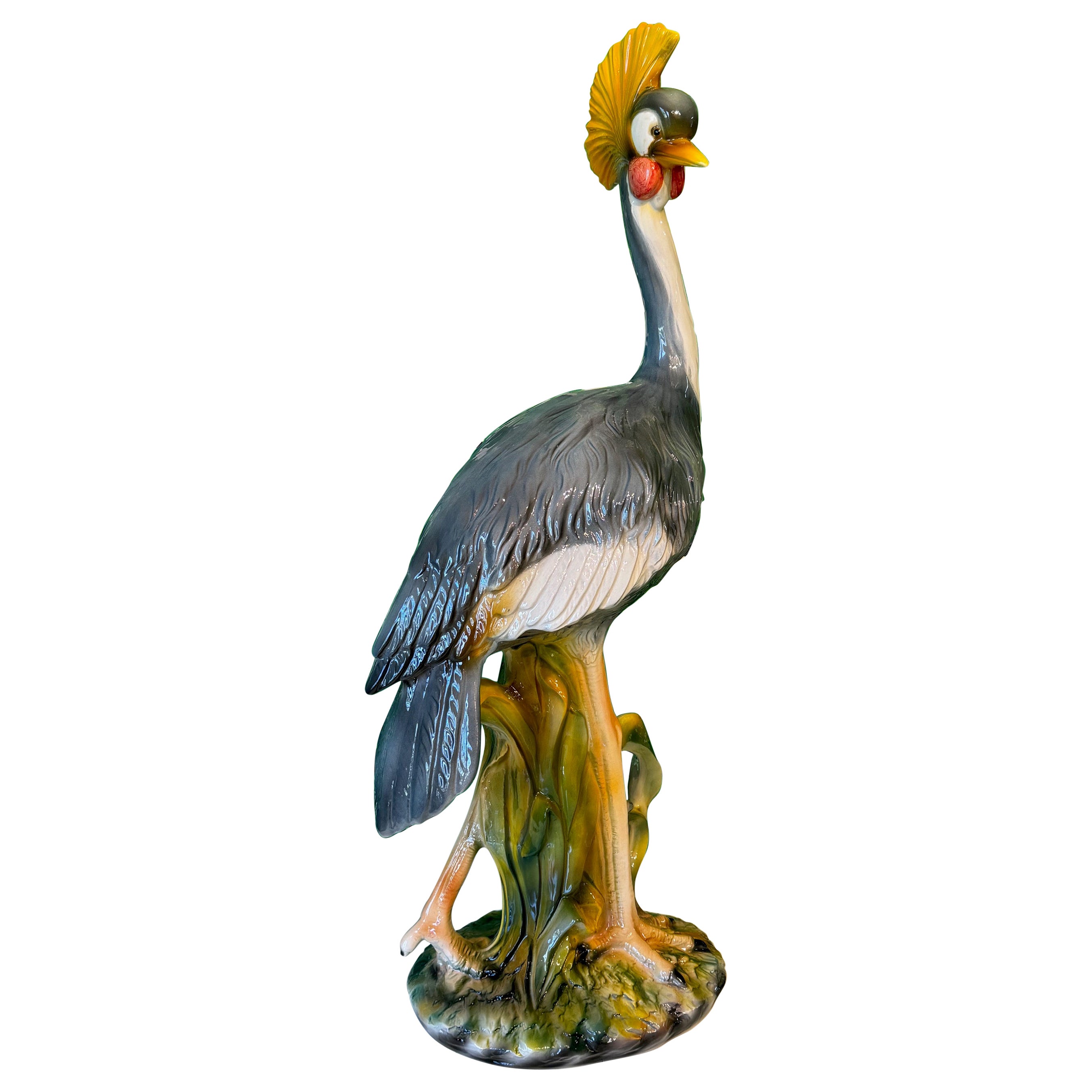Life Size Crowned Crane Bird Statue
