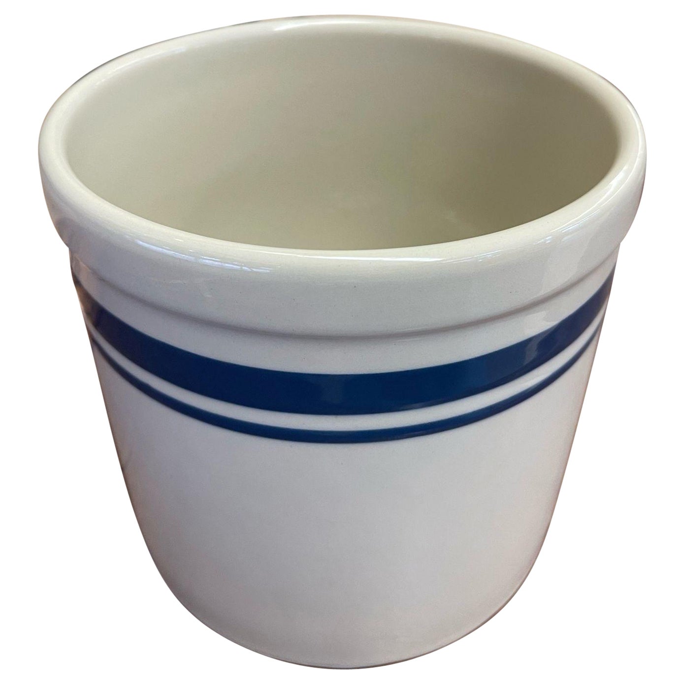 Vintage White and Blue Colored Ceramic Jar.