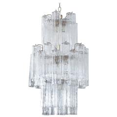 Modern Murano Glass Cylinder Three-Tier Chandelier