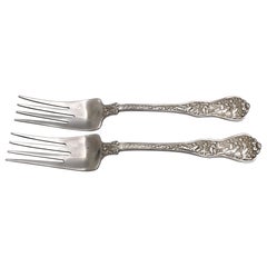 Antique Tiffany & Co. Pair of Sterling Silver Cold Meat Forks in Olympian Pattern