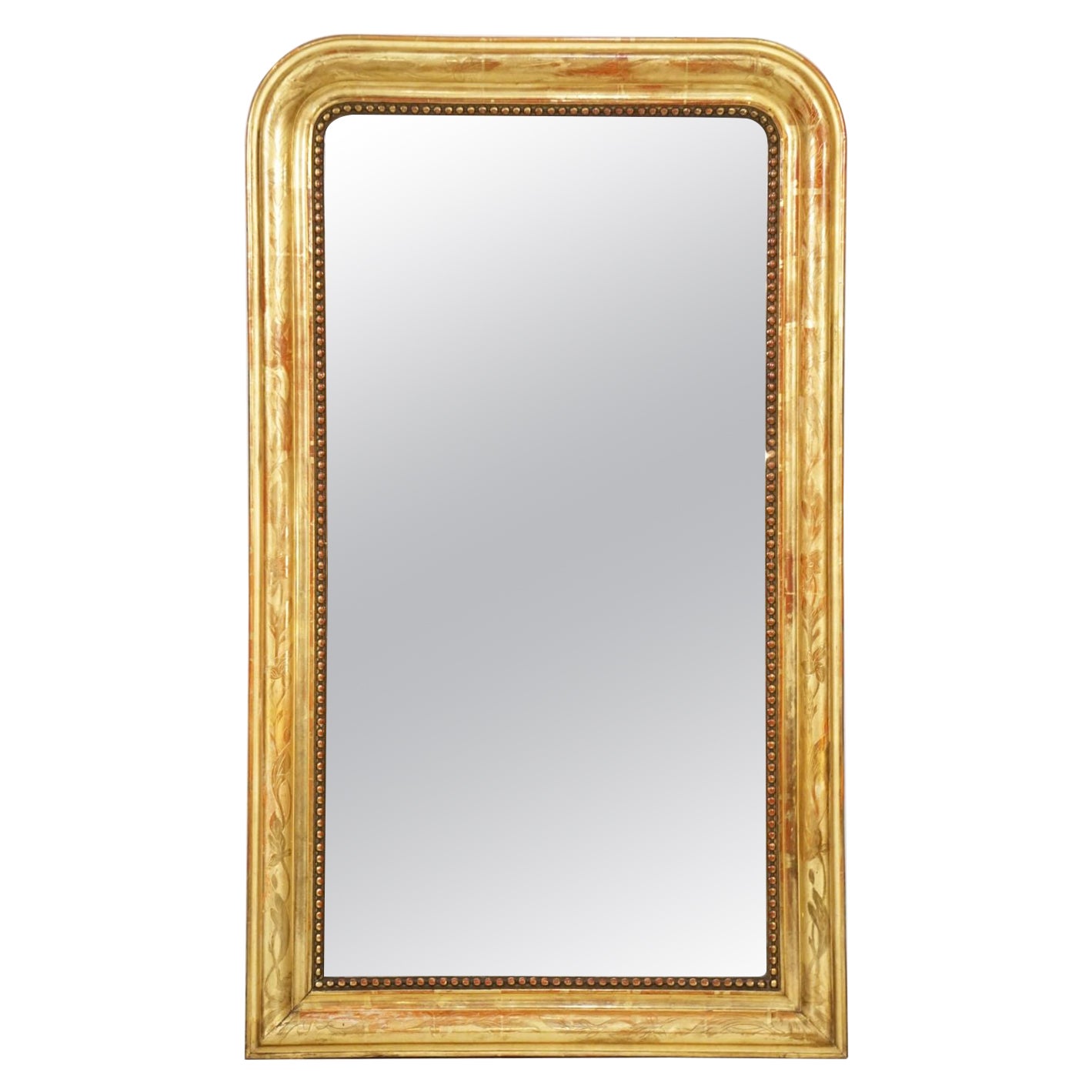 Louis Philippe Arch Top Gilt Mirror (H 49 1/4 x W 28 3/4) For Sale