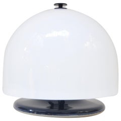 Retro Italian Space Age Dome Mushroom Table Lamp in Enameled Metal and Acrylic