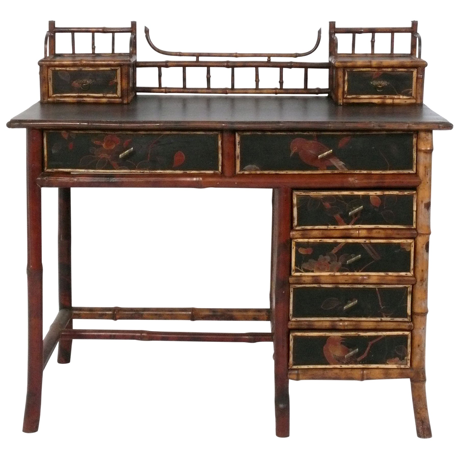 19th C. Bamboo Chinoiserie Desk
