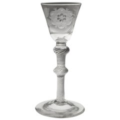 Jacobite Engraved Wine Glass c1750 - Engraver A