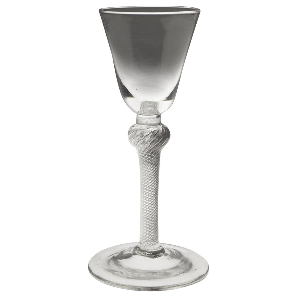 18th Century Knopped Air Twist Wine Glass c1750 For Sale