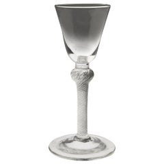 Antique 18th Century Knopped Air Twist Wine Glass c1750