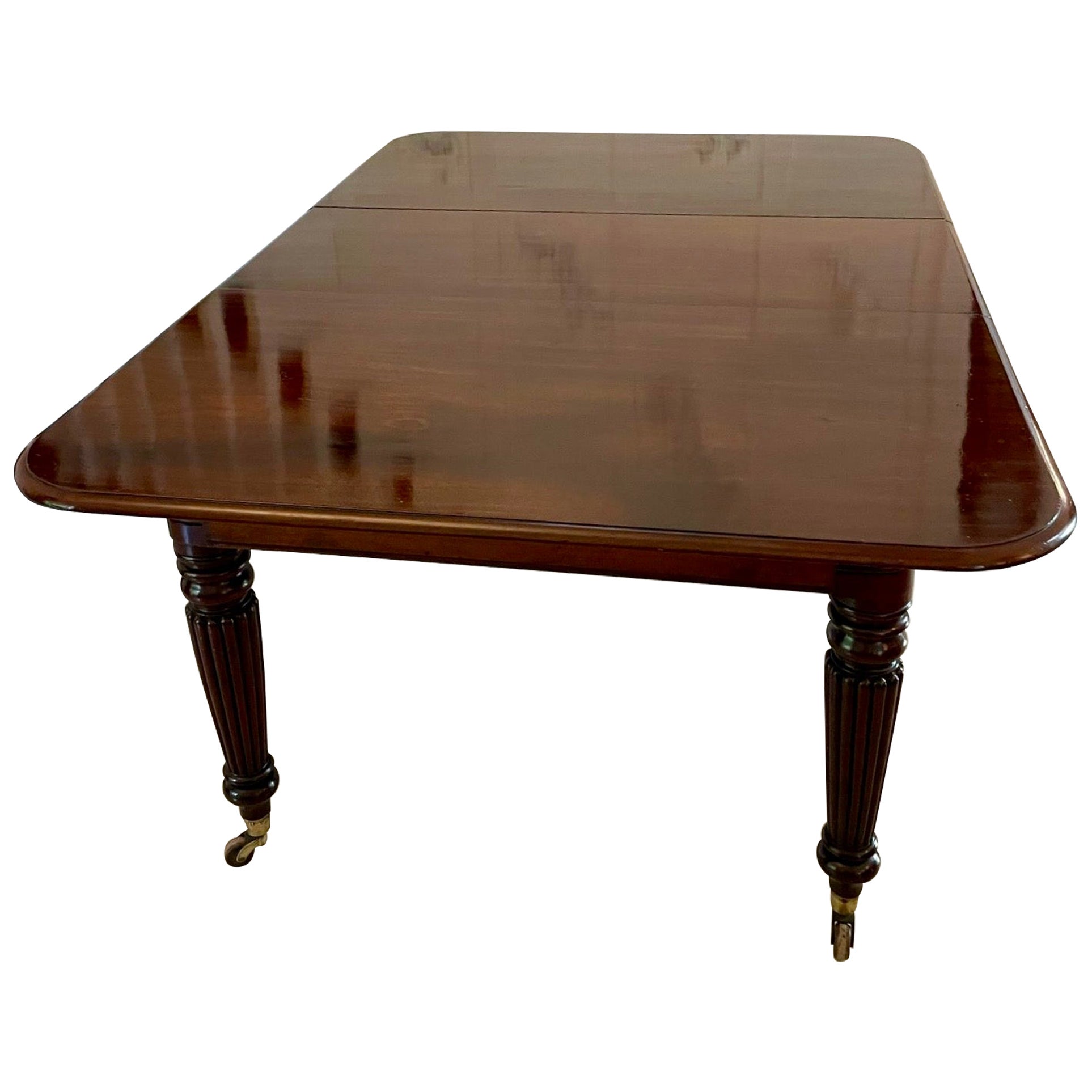Outstanding Quality Antique Regency Figured Mahogany Extending Dining Table  For Sale