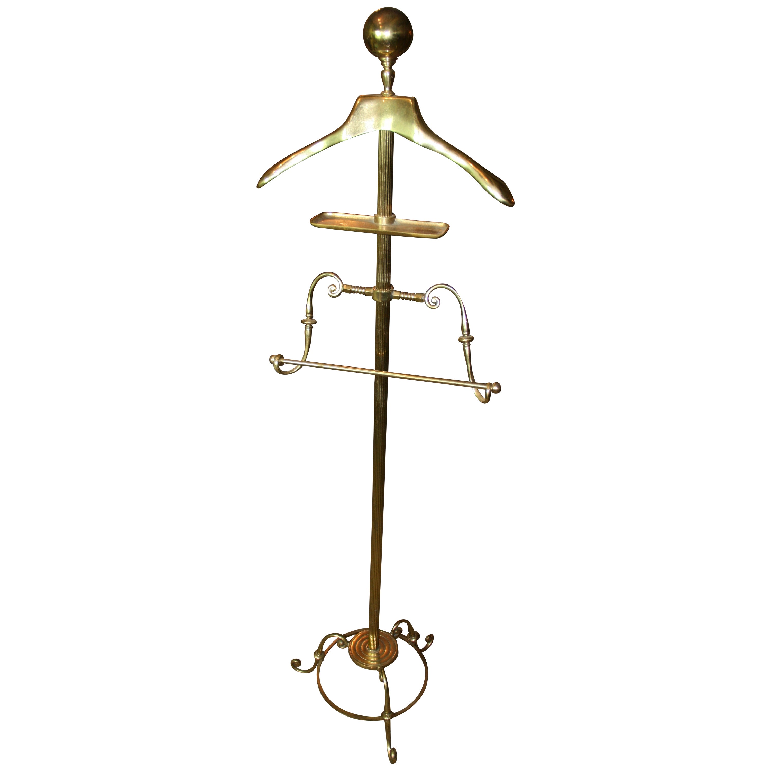 Art Deco Style Solid Brass Valet Stand 1960's For Sale