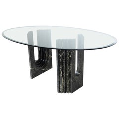 Mid-Century Modern Dining Table by Carlo Scarpa, Marble and Glass, Italy, 1960s