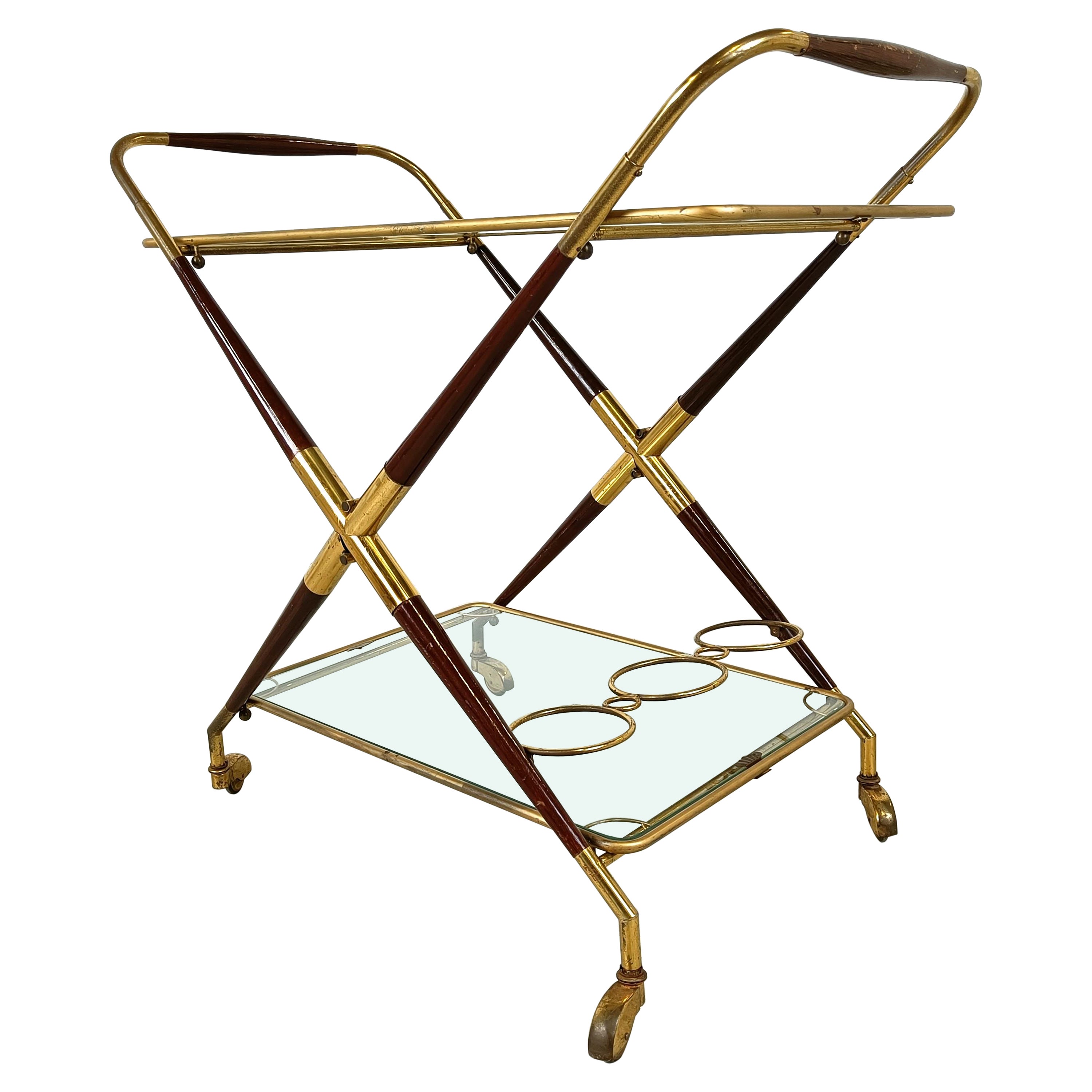 Vintage italian serving trolley by Cesare Lacca, 1950s