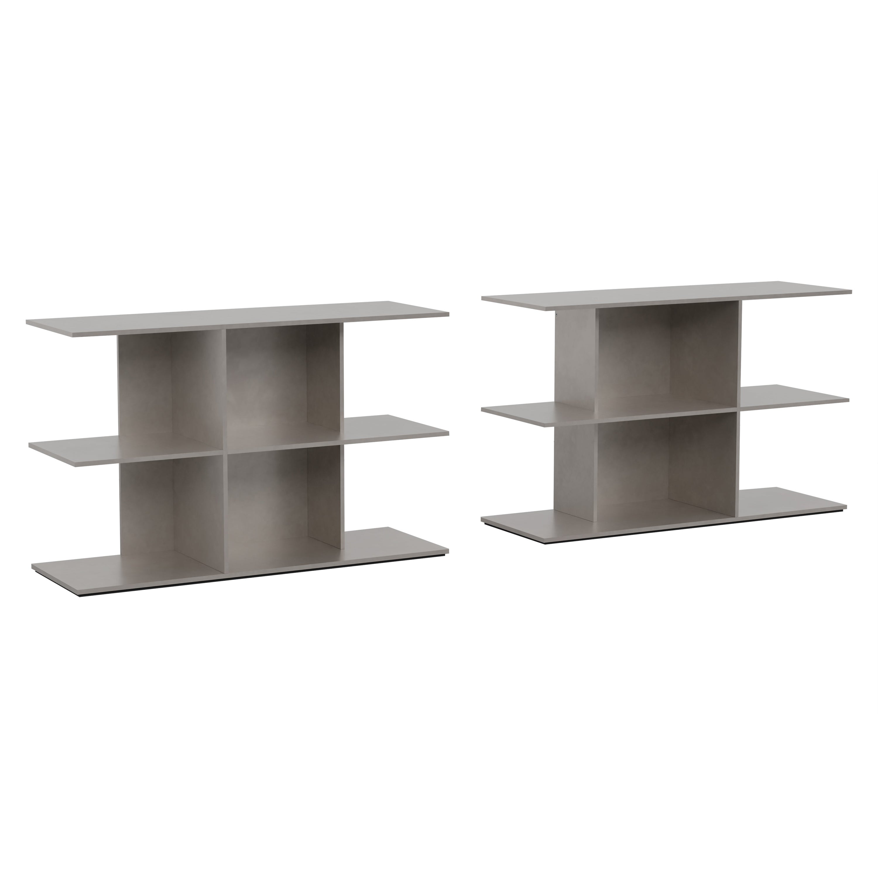NW Tier Tables, Pair in Bolted Waxed Aluminum Plate by Jonathan Nesci For Sale