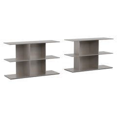 NW Tier Tables, Pair in Bolted Waxed Aluminum Plate by Jonathan Nesci