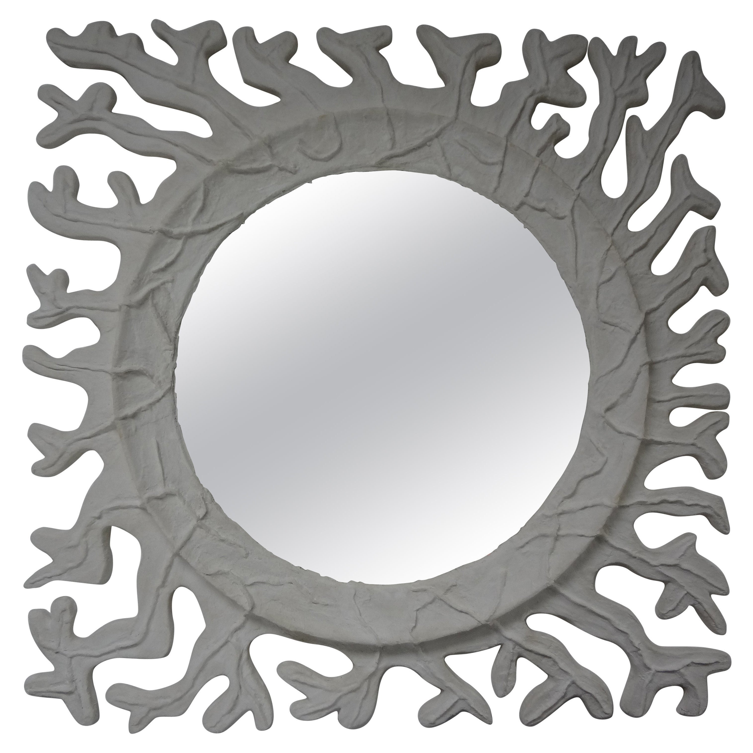 Miroir français vintage en plâtre inspiré de Serge Roche