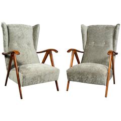 1960 Pair of Italian Armchairs in the Style of Paolo Buffa