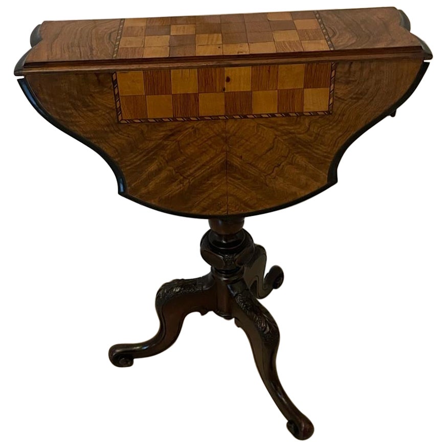Antique Victorian Quality Burr Walnut Chess Table  For Sale