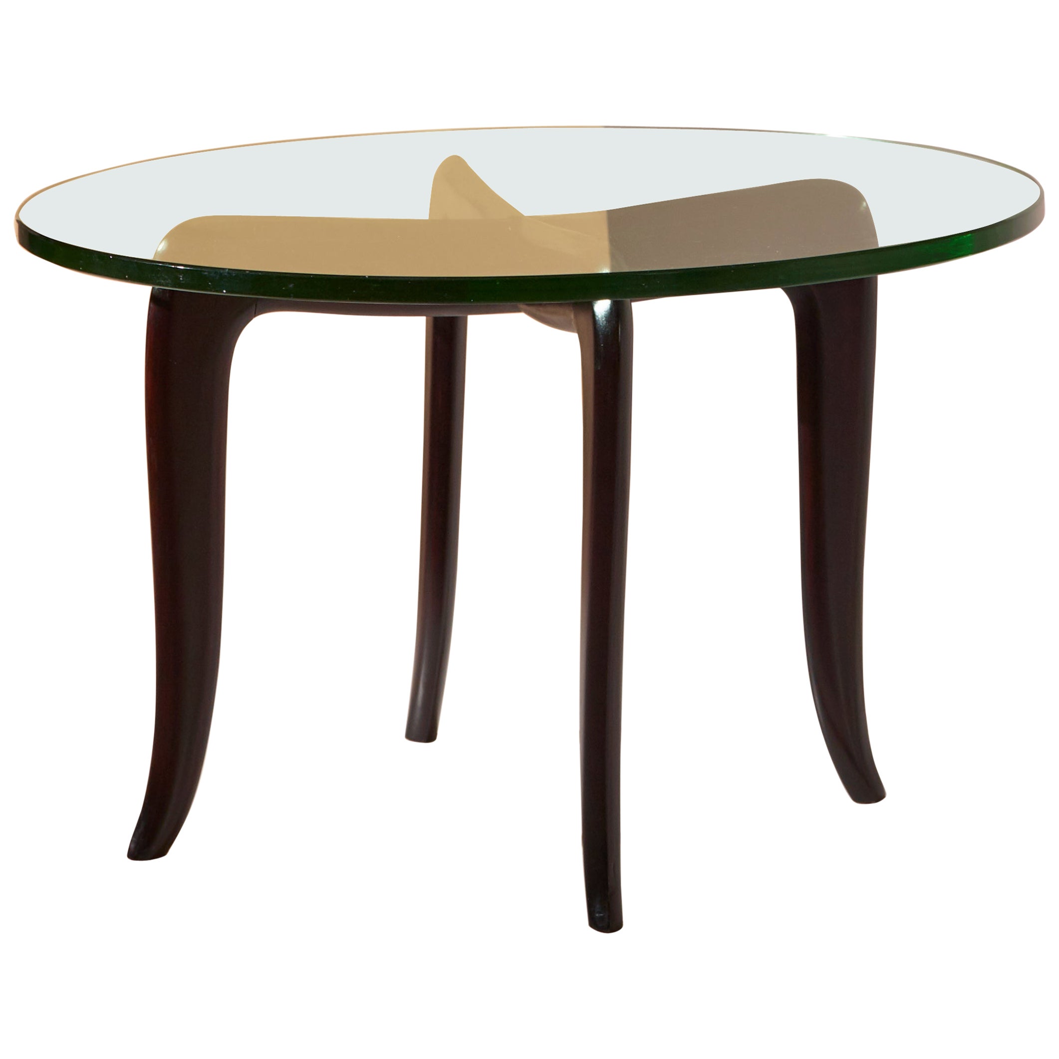 Guglielmo Ulrich coffee table made of lacquered wood and glass, Italy, 1940s For Sale