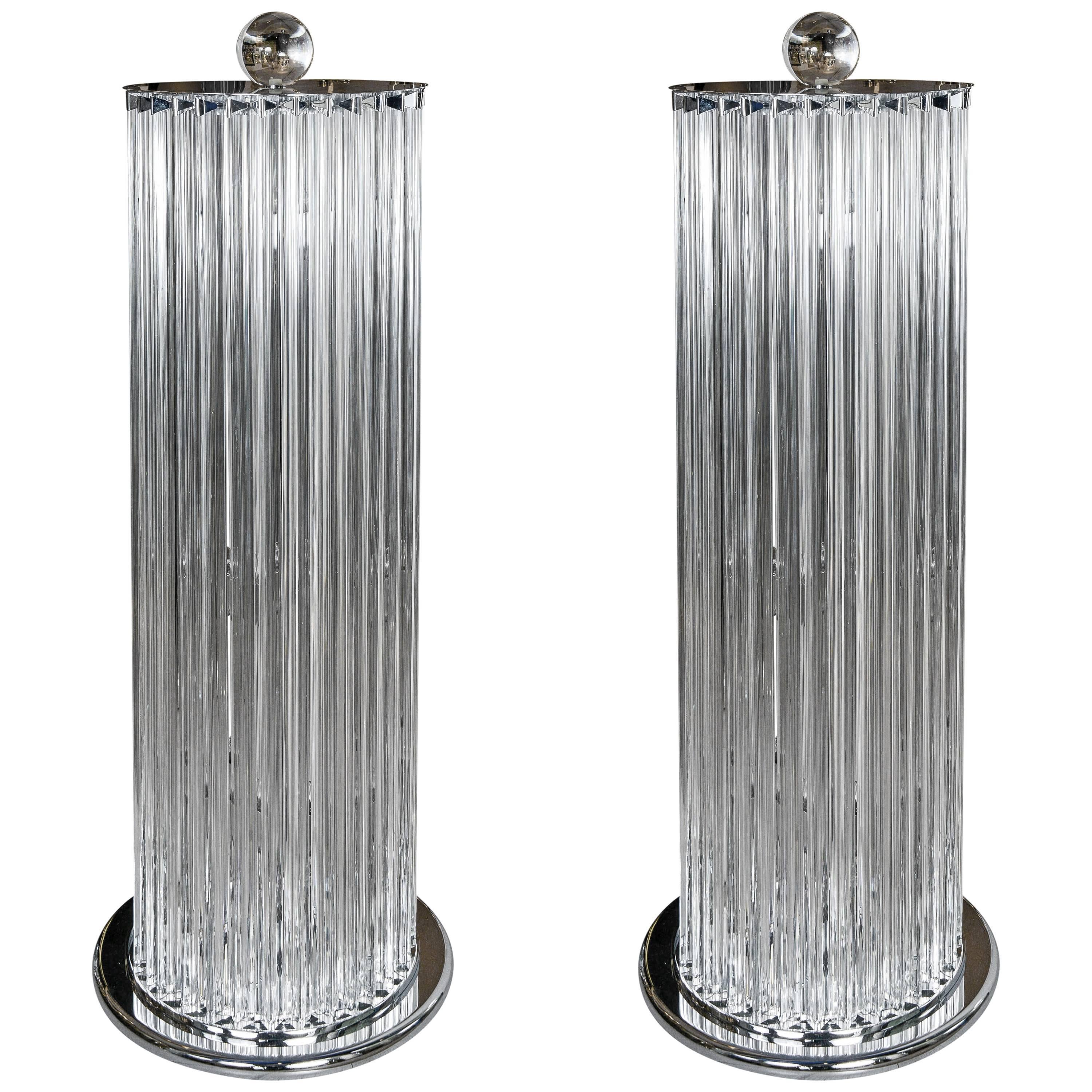 Pair of Floor Lamps in Murano Glass