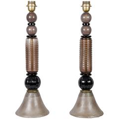 Pair of Table Lamps in Murano Glass 7