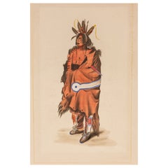 Signed L.R Laffitte Water Color Painting of Plains Native American Indian