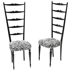 Pair of Chiavari High Back Chairs, Italy, Vintage