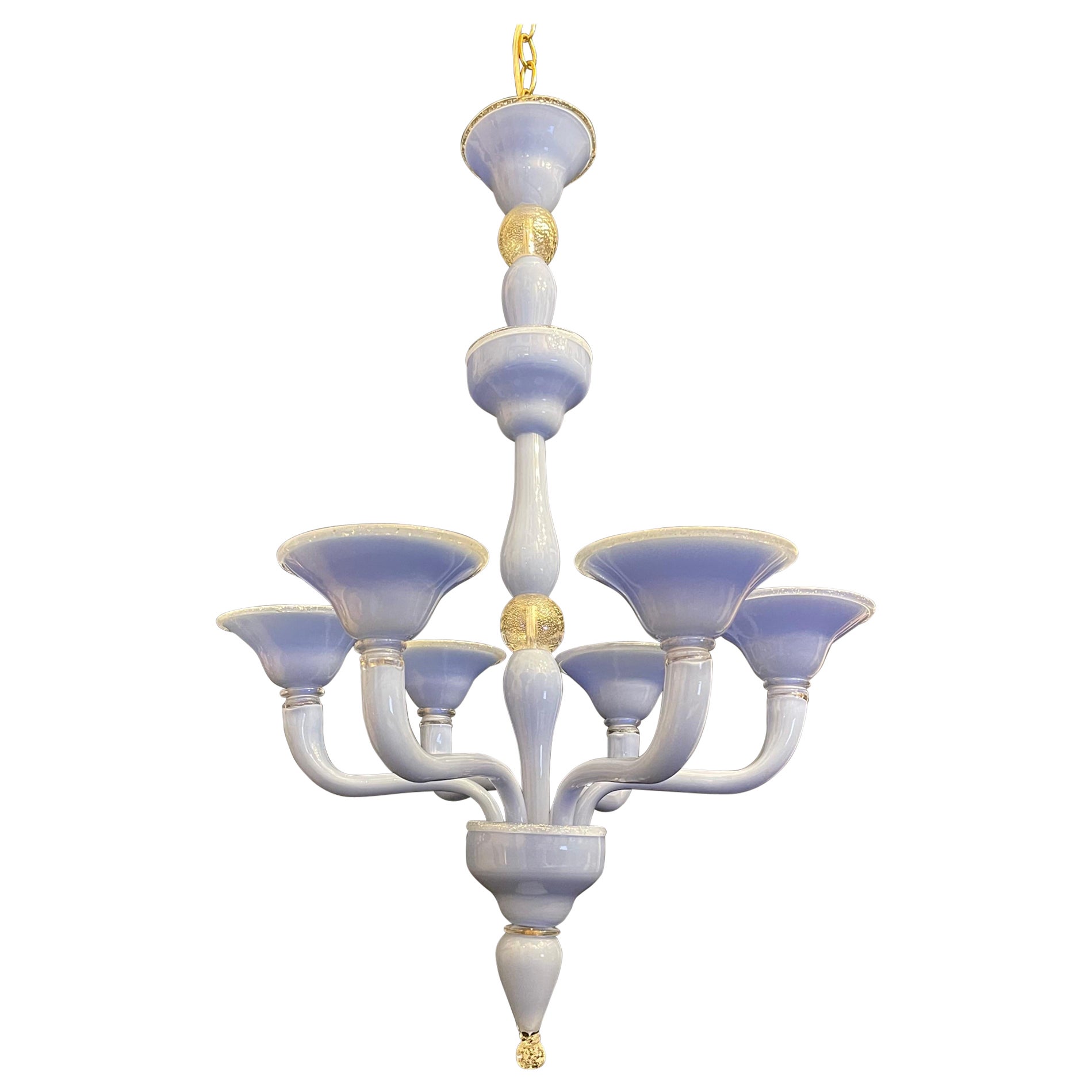Merveilleux chandelier bleu lavande Barovier Seguso de Murano datant du milieu du siècle dernier en vente