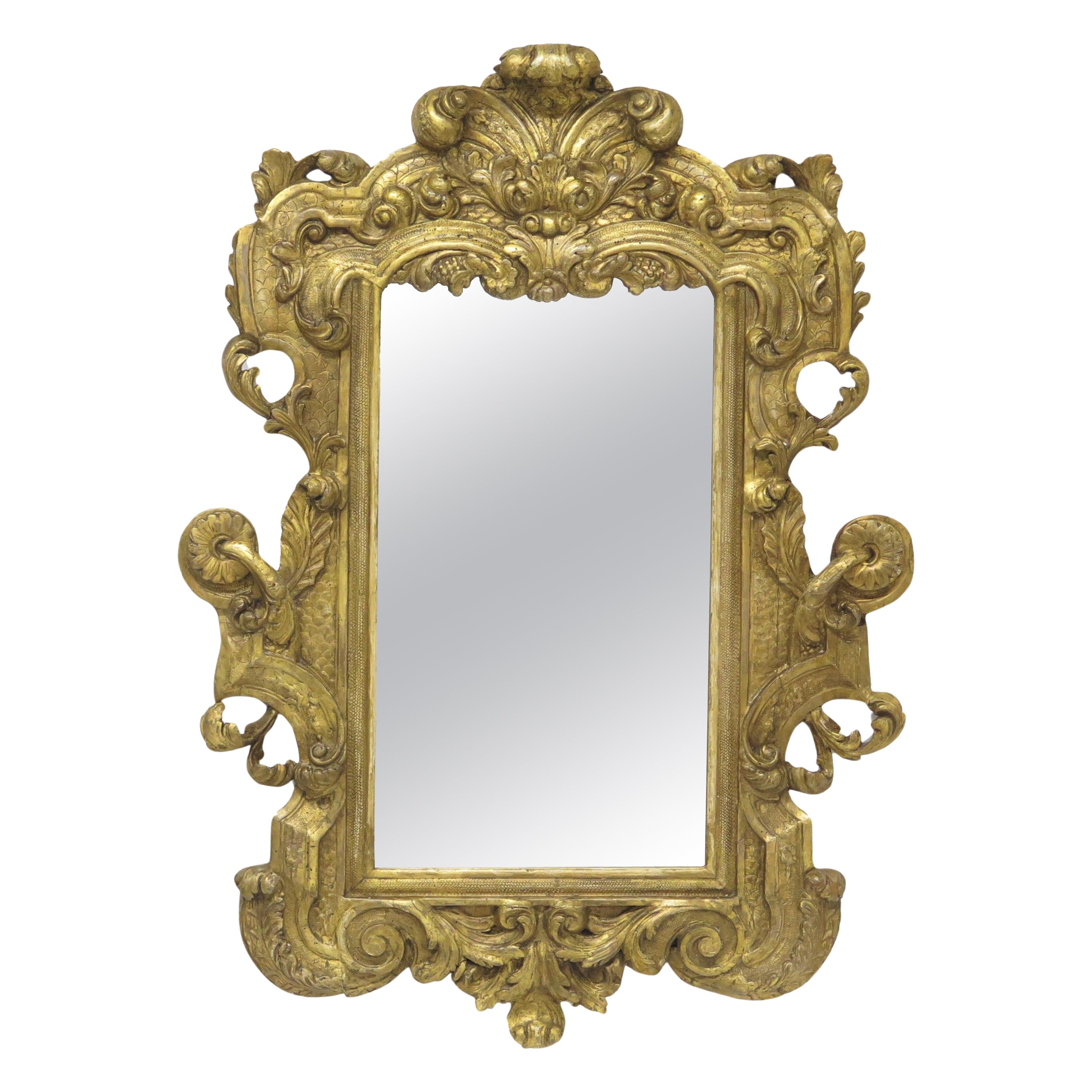 Carved and Gilded Italian Looking Glass / Mirror