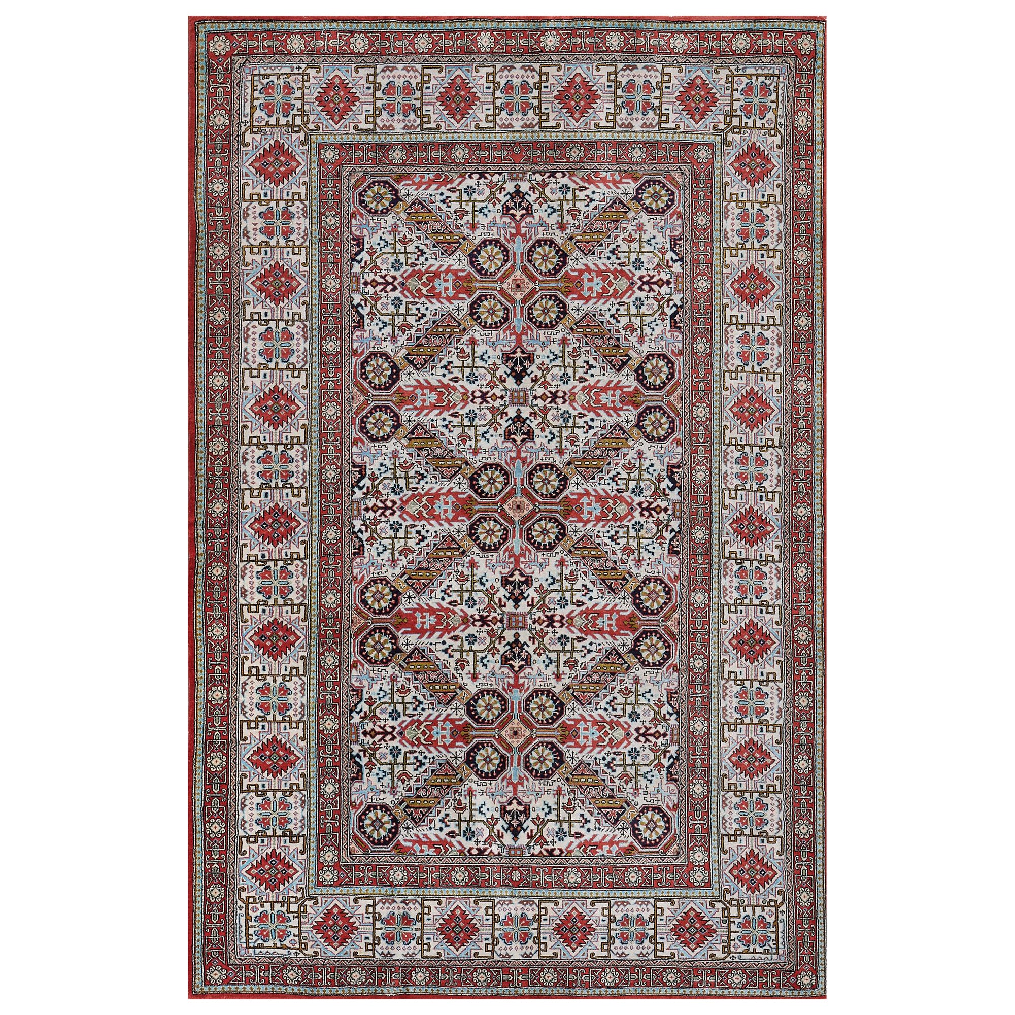 Hand-Knotted 100% Silk Persian Qum Rug For Sale