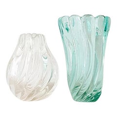 Pair of 1950s Archimede Seguso Twisted Vases