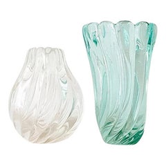 Pair of 1950s Archimede Seguso Twisted Vases